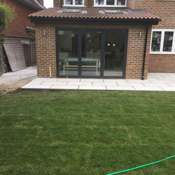 New grass and patio
